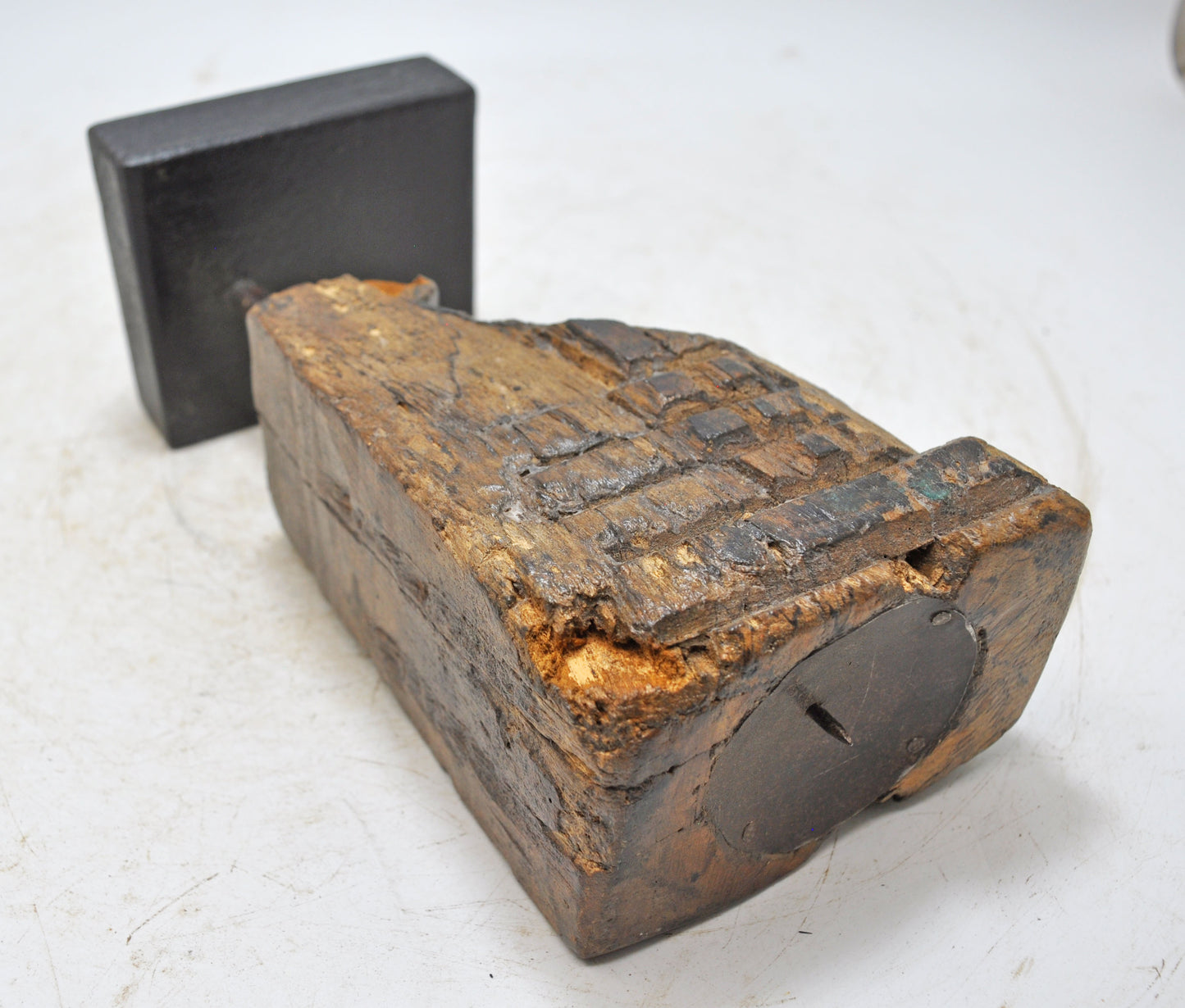 Antique Wooden Carving Block Bracket Candle Holder Original Old Hand Carved