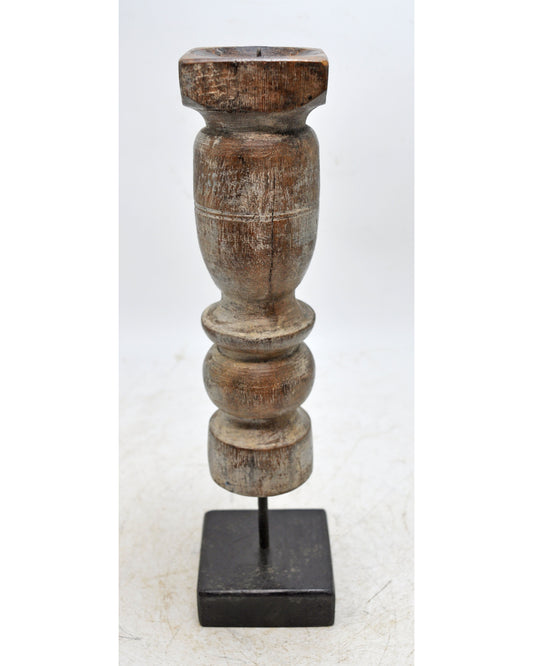 Antique Wooden Paga Leg Candle Holder Stand Original Old Hand Carved