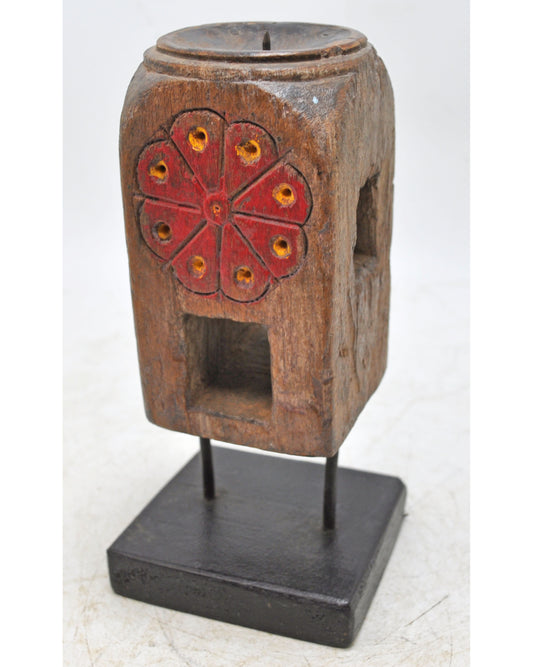 Antique Wooden Paga Leg Candle Holder Stand Original Old Hand Carved