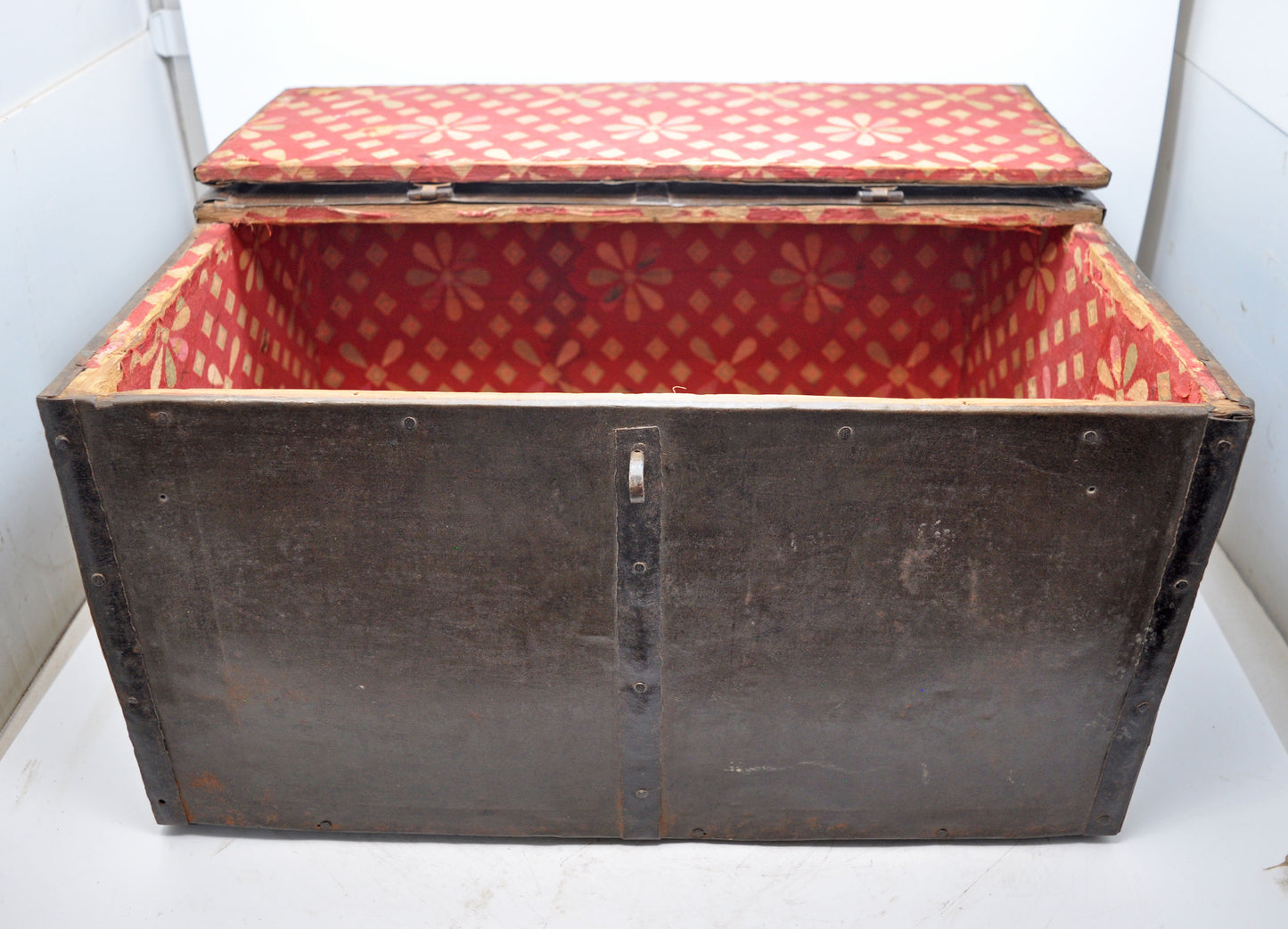 Antique Wooden Large Storage Chest Trunk Box Original Old Hand Crafted