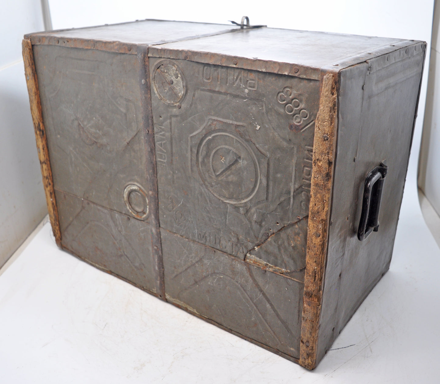 Antique Wooden Large Storage Chest Trunk Box Original Old Hand Crafted