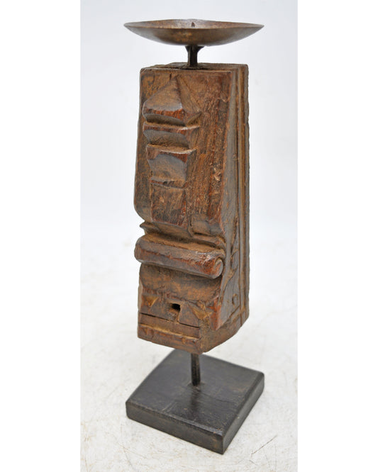 Antique Wooden Bracket Carving Candle Holder Stand Original Old Hand Carved