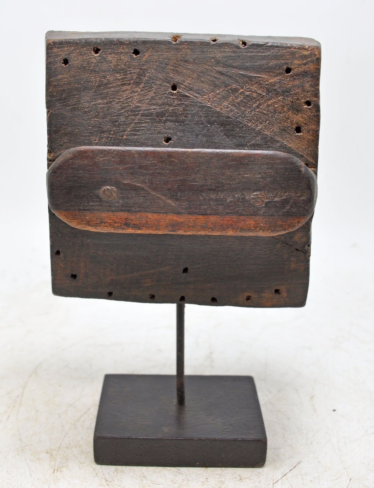 Antique Wooden Textile Printing Block on Stand Original Old Hand Carved