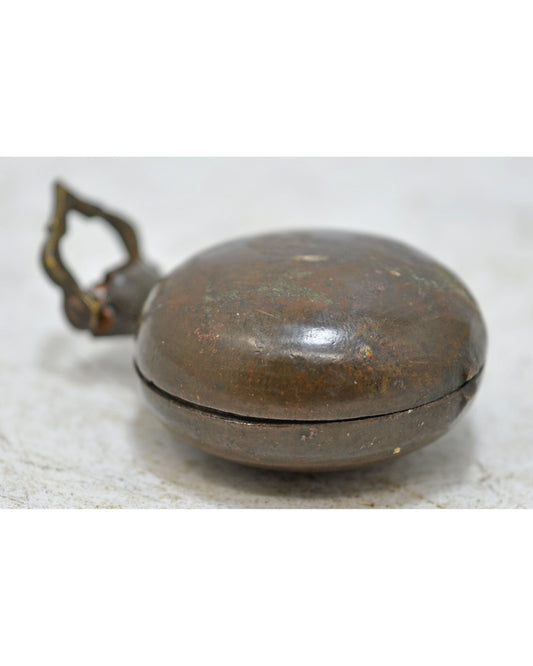Antique Brass Lime Paste Chuna Box Original Old Hand Crafted Engraved