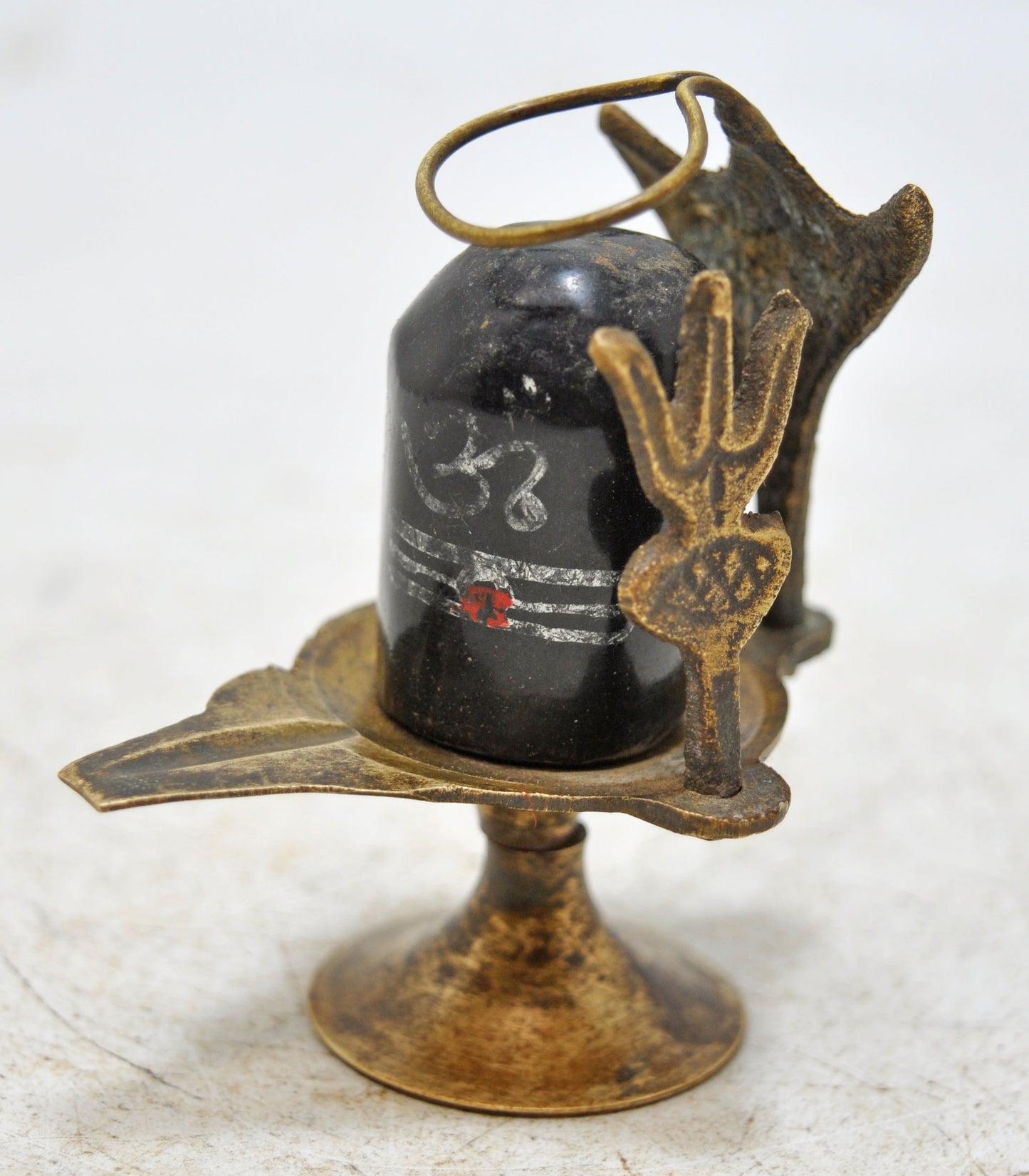 Antique Brass God Shiva Linga Idol Figurine Original Old Hand Crafted Engraved