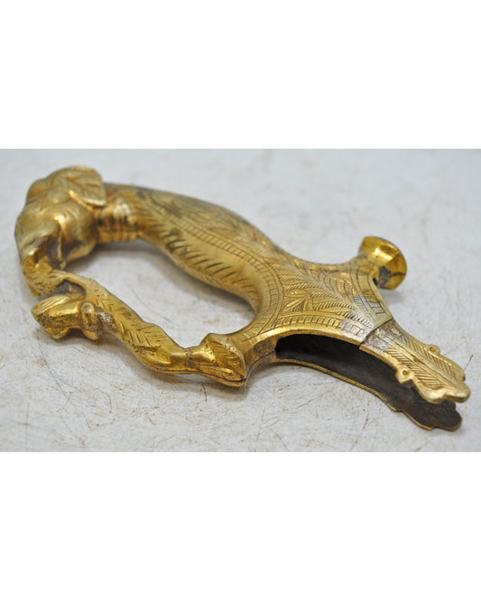 Antique Brass Elephant Head Shaped Sword Hilt Handle Original Old Hand Carved