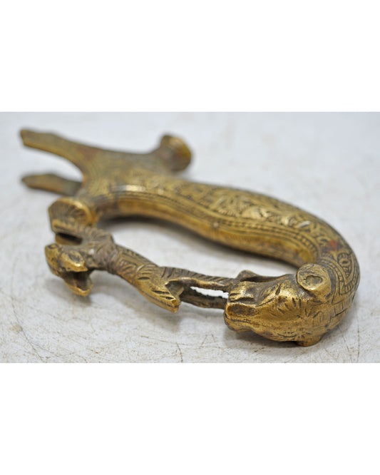 Antique Brass Lion Head Shaped Sword Hilt Handle Original Old Hand Carved