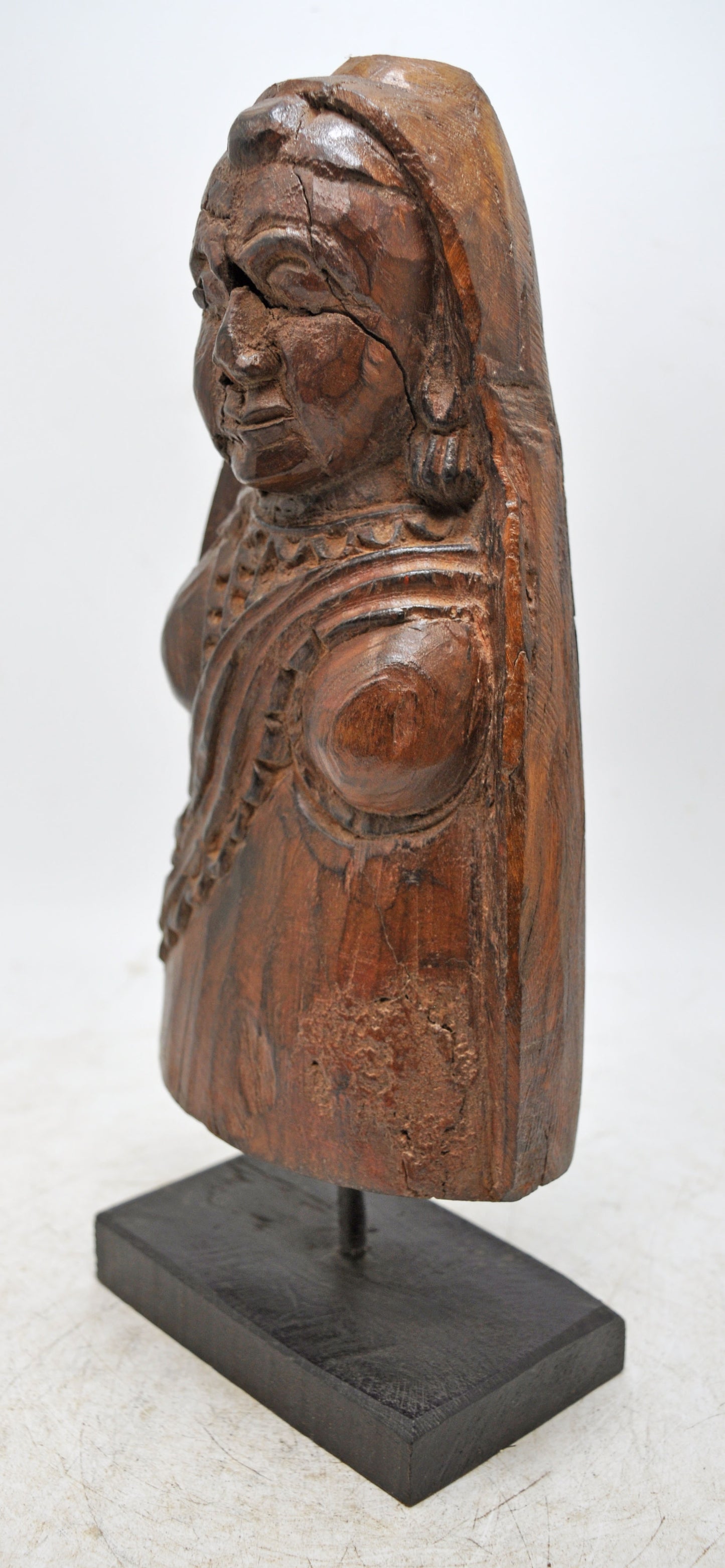 Antique Wooden Woman Lady Figurine Original Old Fine Hand Carved