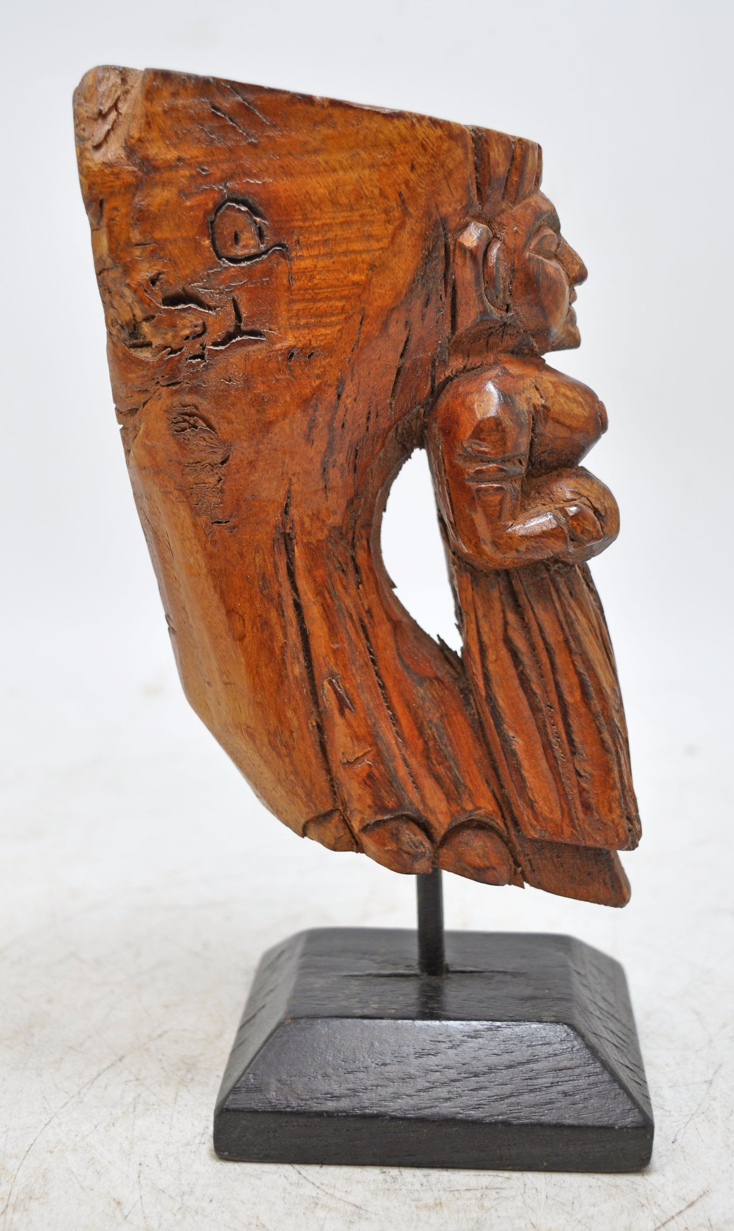 Antique Wooden Woman Lady Musician Figurine Original Old Fine Hand Carved
