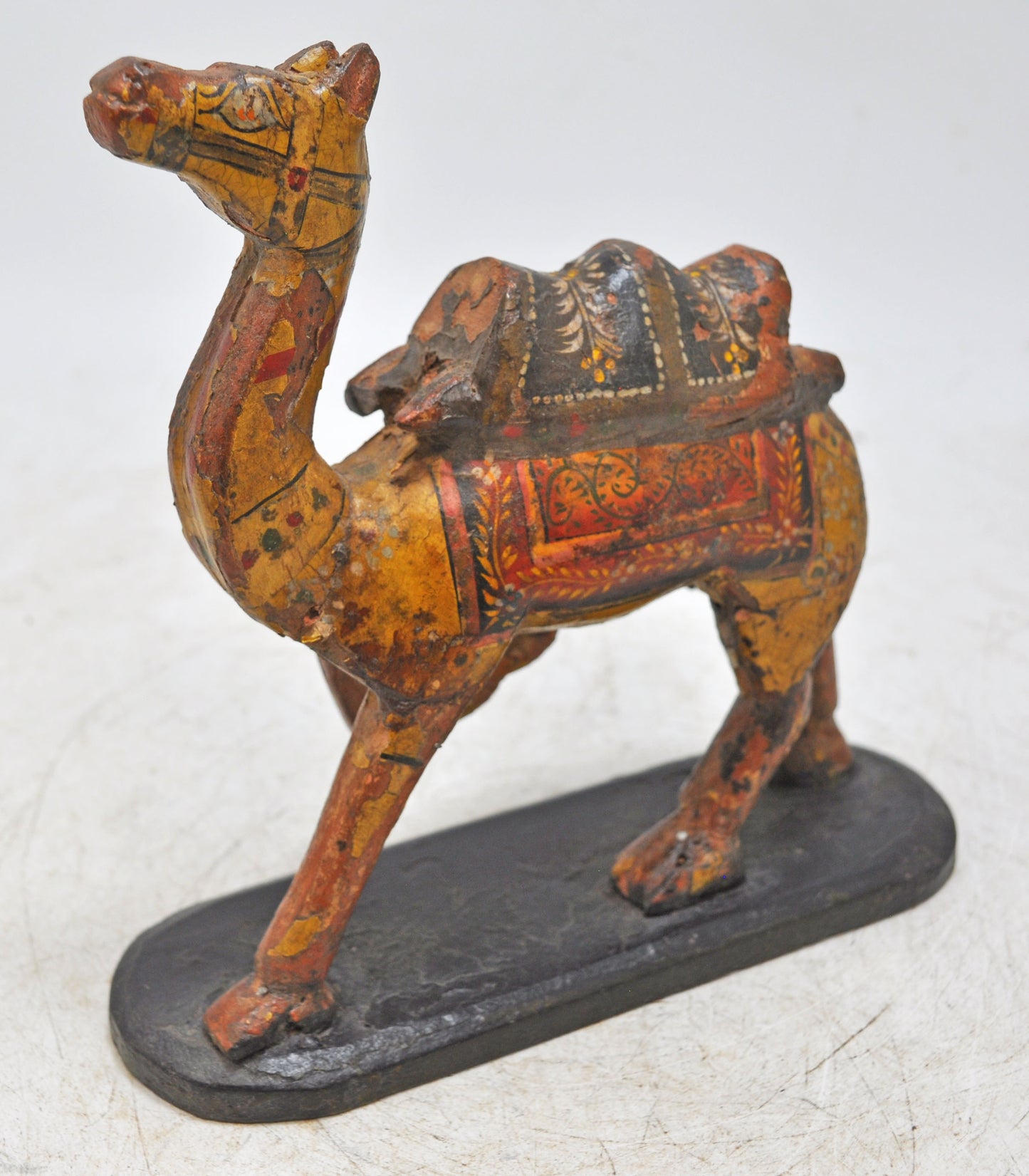 Vintage Wooden Camel Figurine Original Old Hand Carved Fine Painted