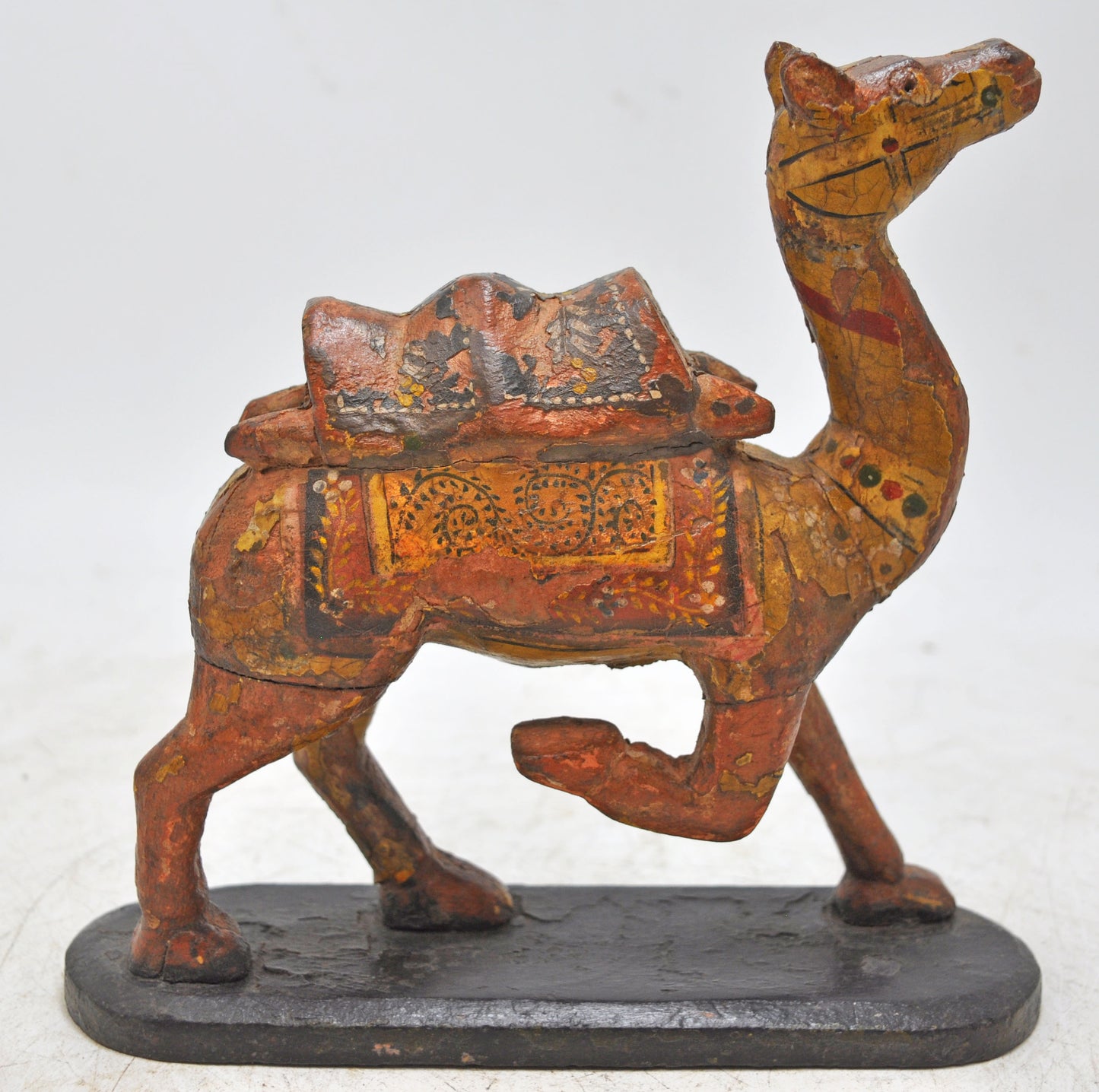 Vintage Wooden Camel Figurine Original Old Hand Carved Fine Painted