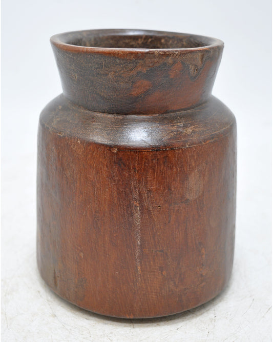 Antique Wooden Himalayan Water Pot Matka Original Old Hand Carved