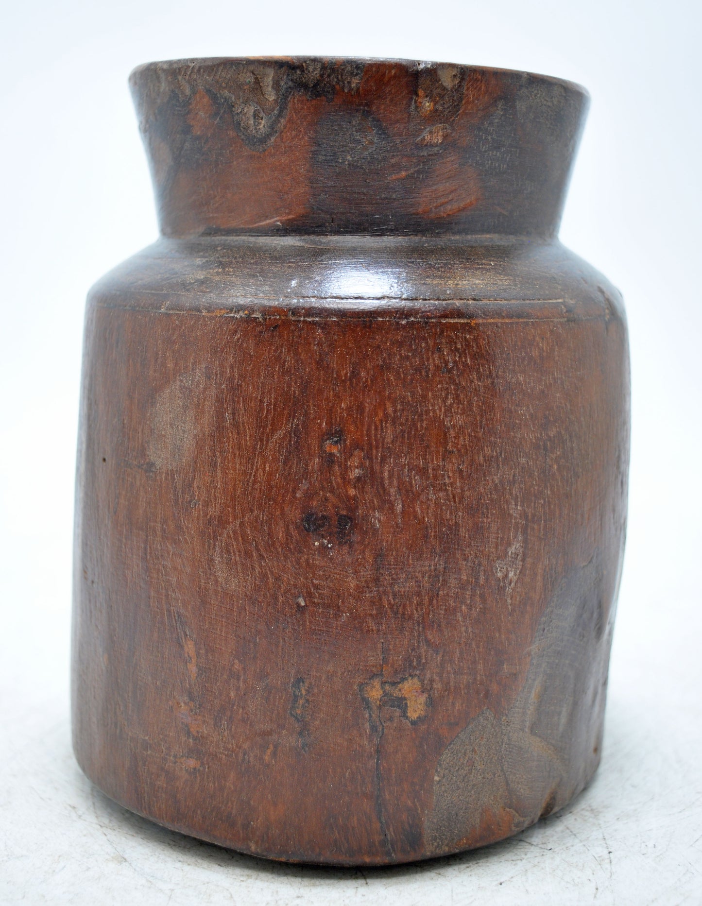 Antique Wooden Himalayan Water Pot Matka Original Old Hand Carved