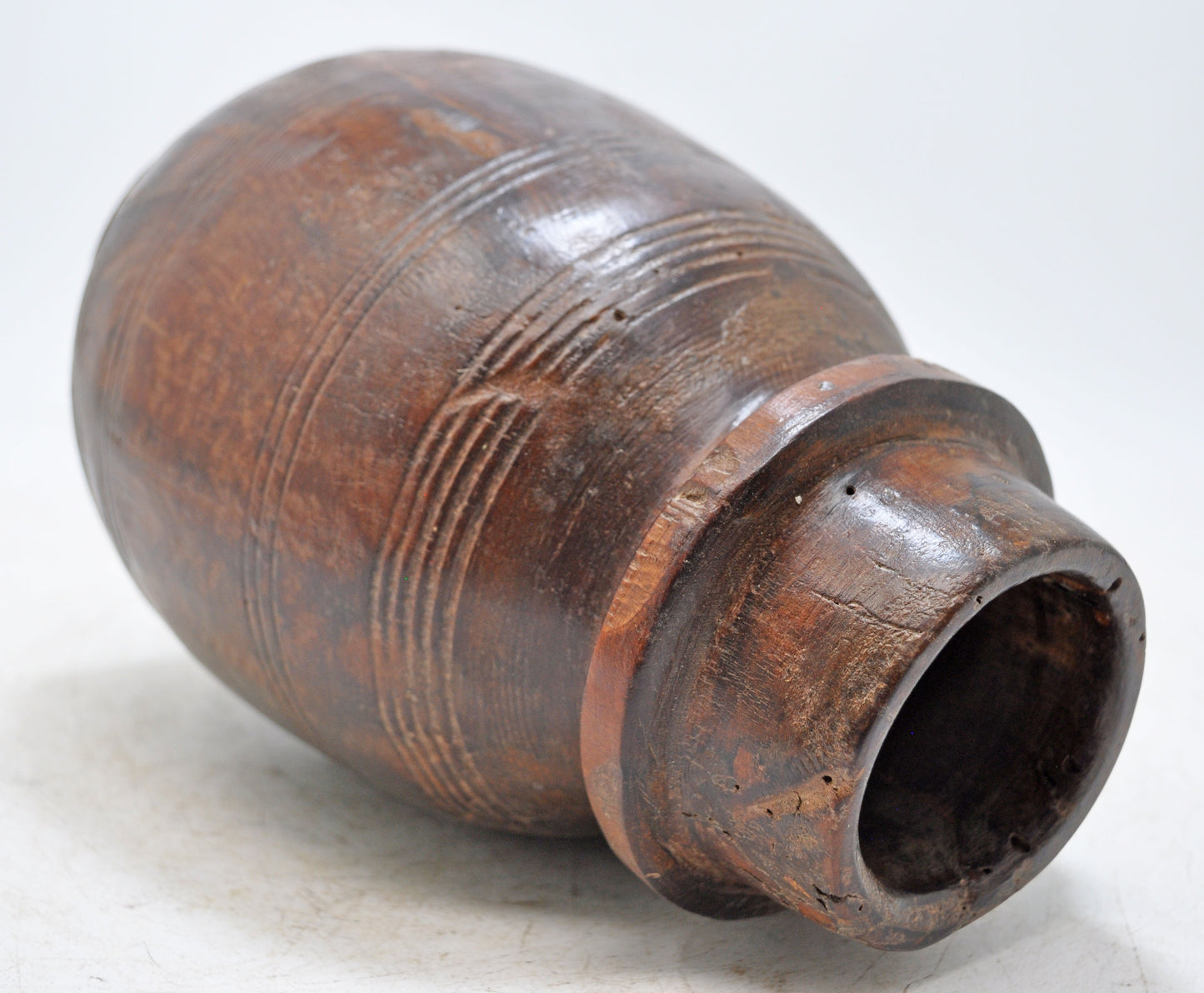 Antique Wooden Himalayan Water Pot Matka Original Old Hand Carved