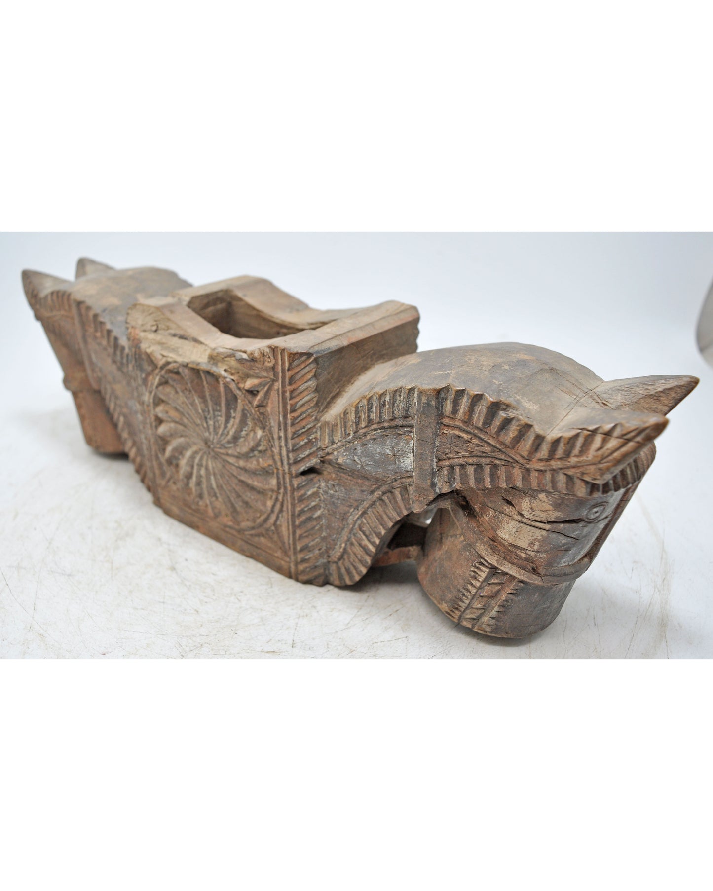 Antique Wooden Horse Shaped Spice Bowl Container Original Old Hand Carved