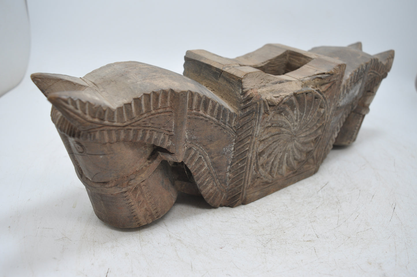 Antique Wooden Horse Shaped Spice Bowl Container Original Old Hand Carved