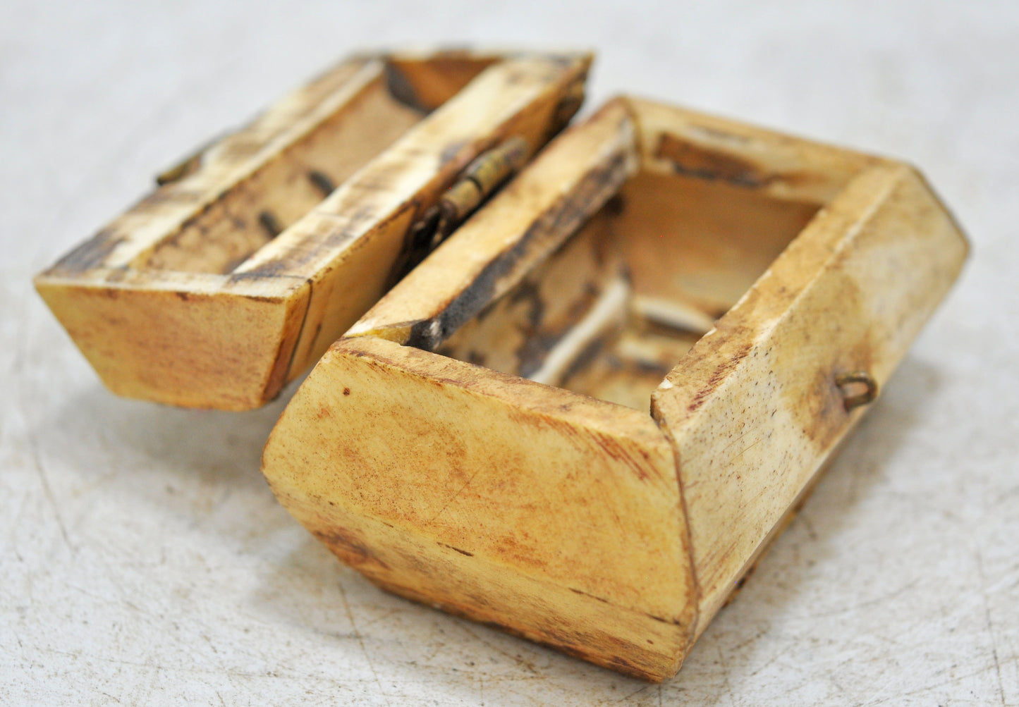Antique Small Jewellery Box Original Old Hand Crafted Brass Fitted