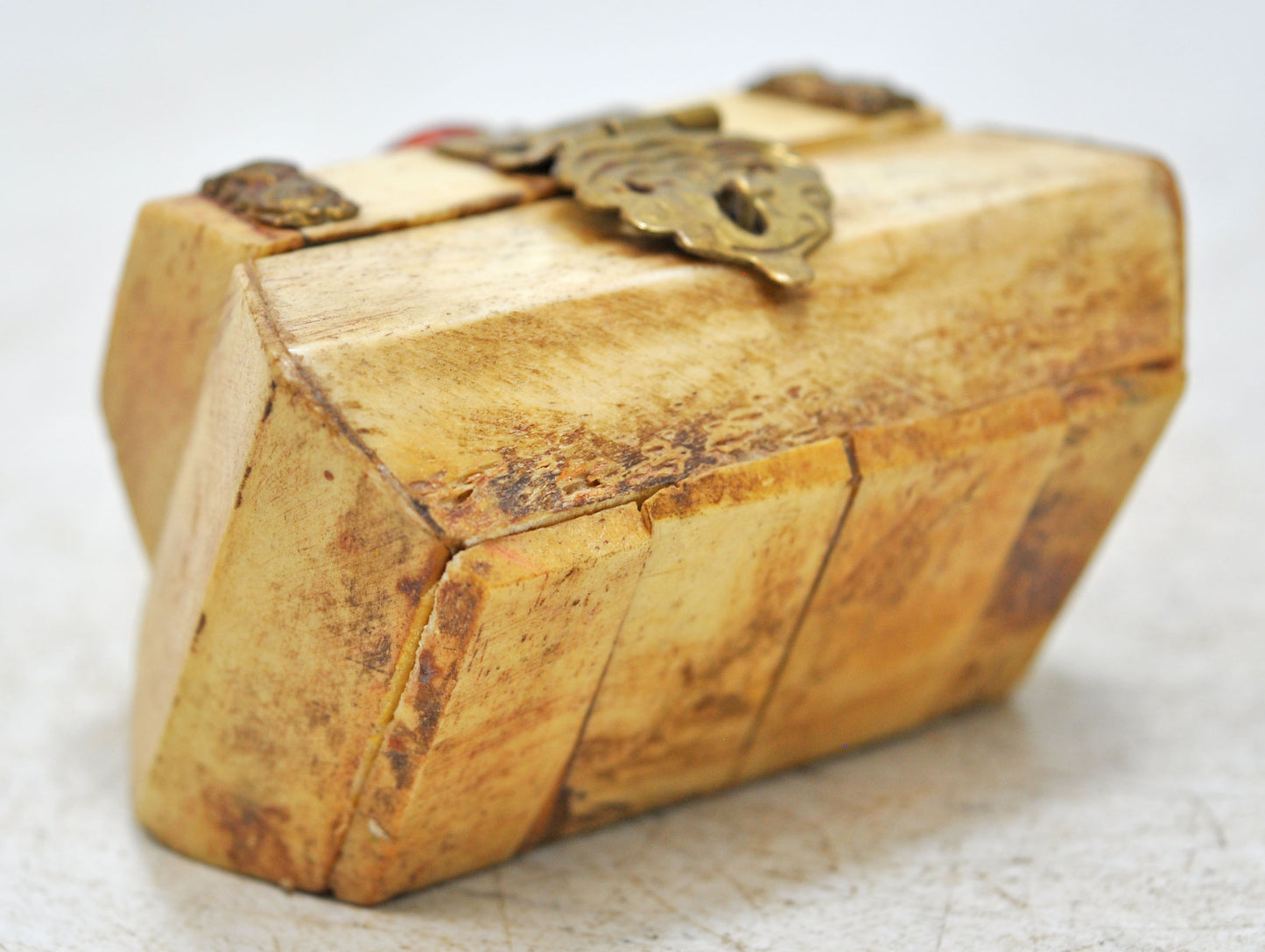 Antique Small Jewellery Box Original Old Hand Crafted Brass Fitted