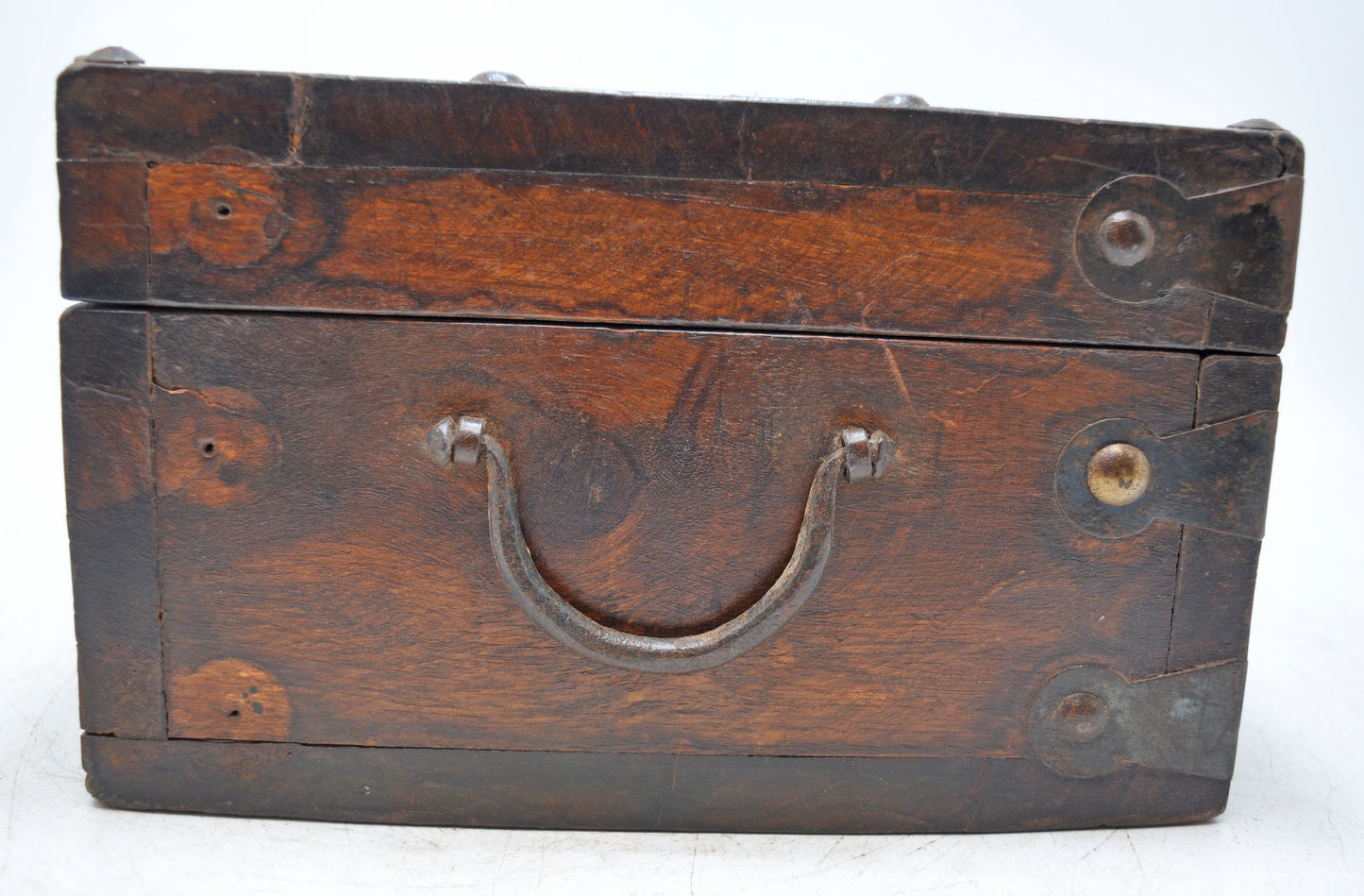 Vintage Wooden Square Storage Chest Box Original Old Hand Crafted Metal Fitted