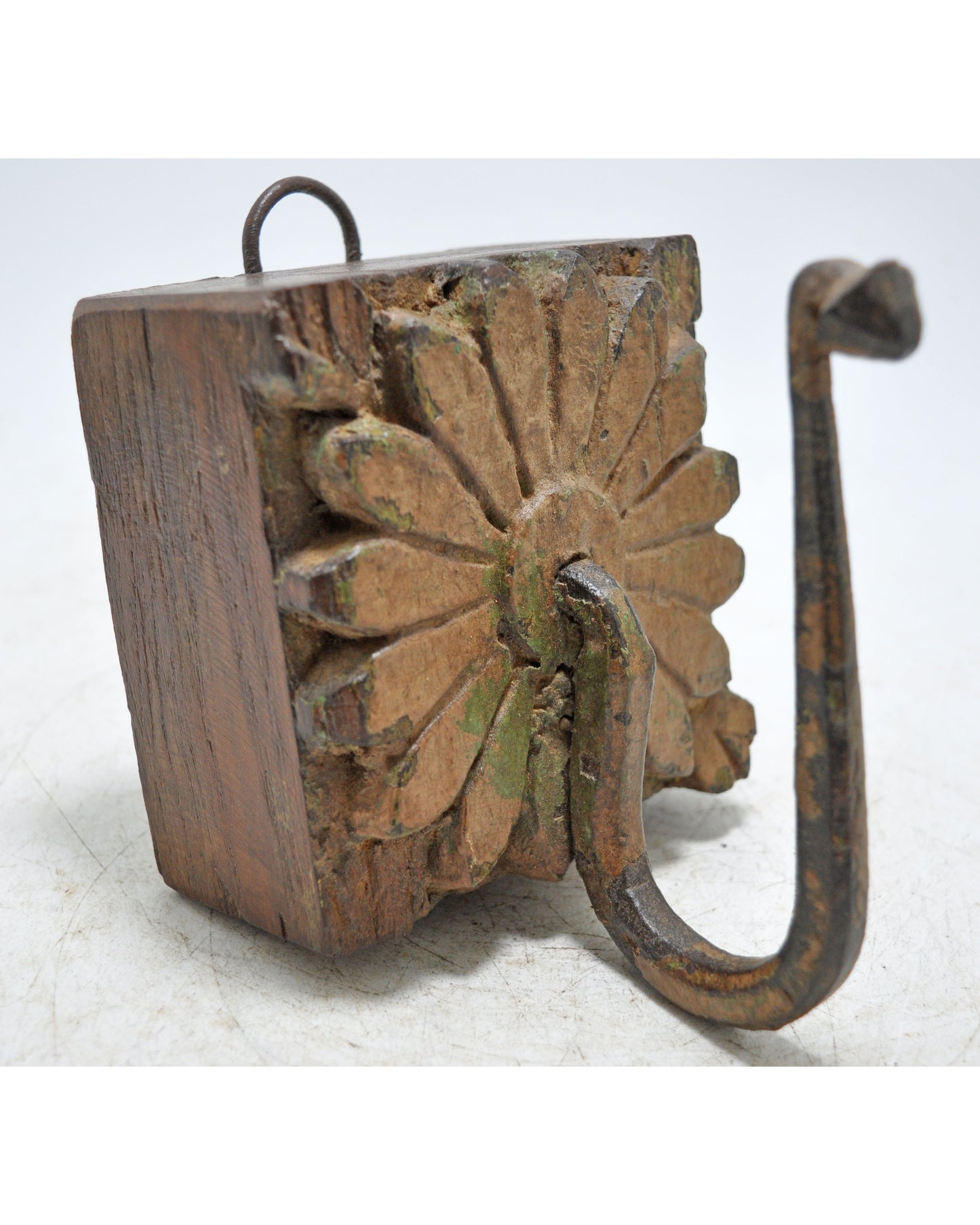 Antique Wooden Wall Hanging Hook Hanger Original Old Hand Carved