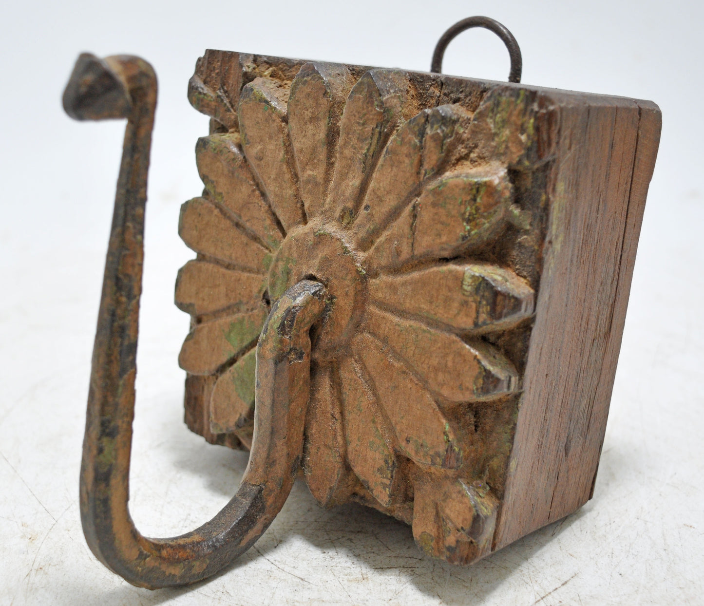 Antique Wooden Wall Hanging Hook Hanger Original Old Hand Carved