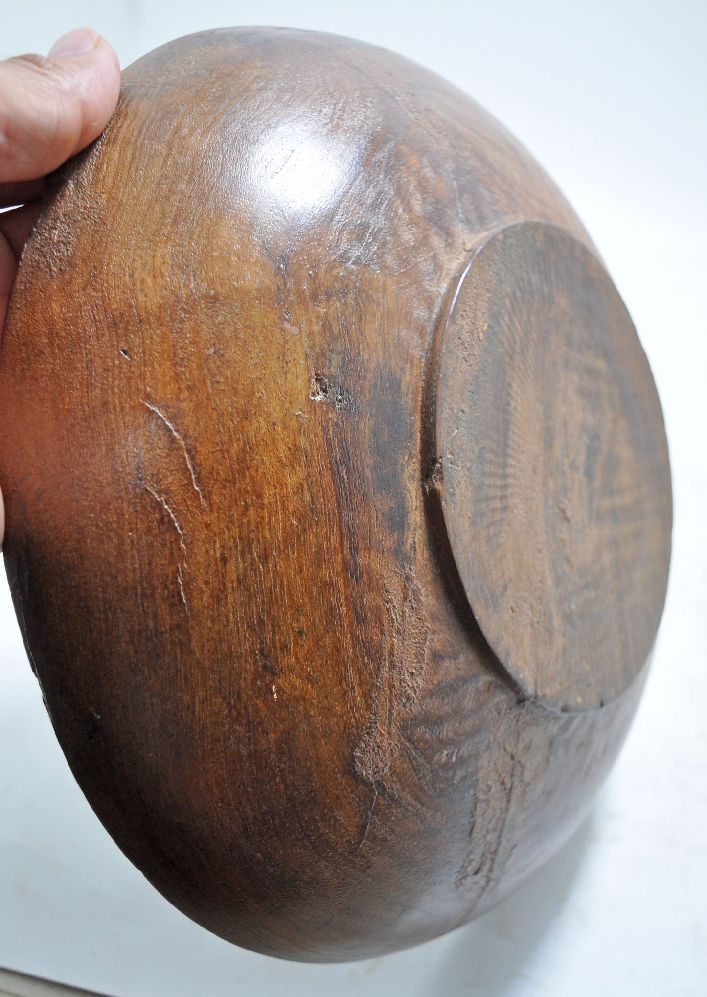 Antique Wooden Round Dough Kneading Bowl Parat Original Old Hand Carved