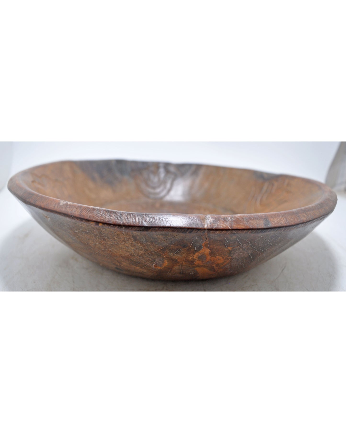 Antique Wooden Round Dough Kneading Bowl Parat Original Old Hand Carved