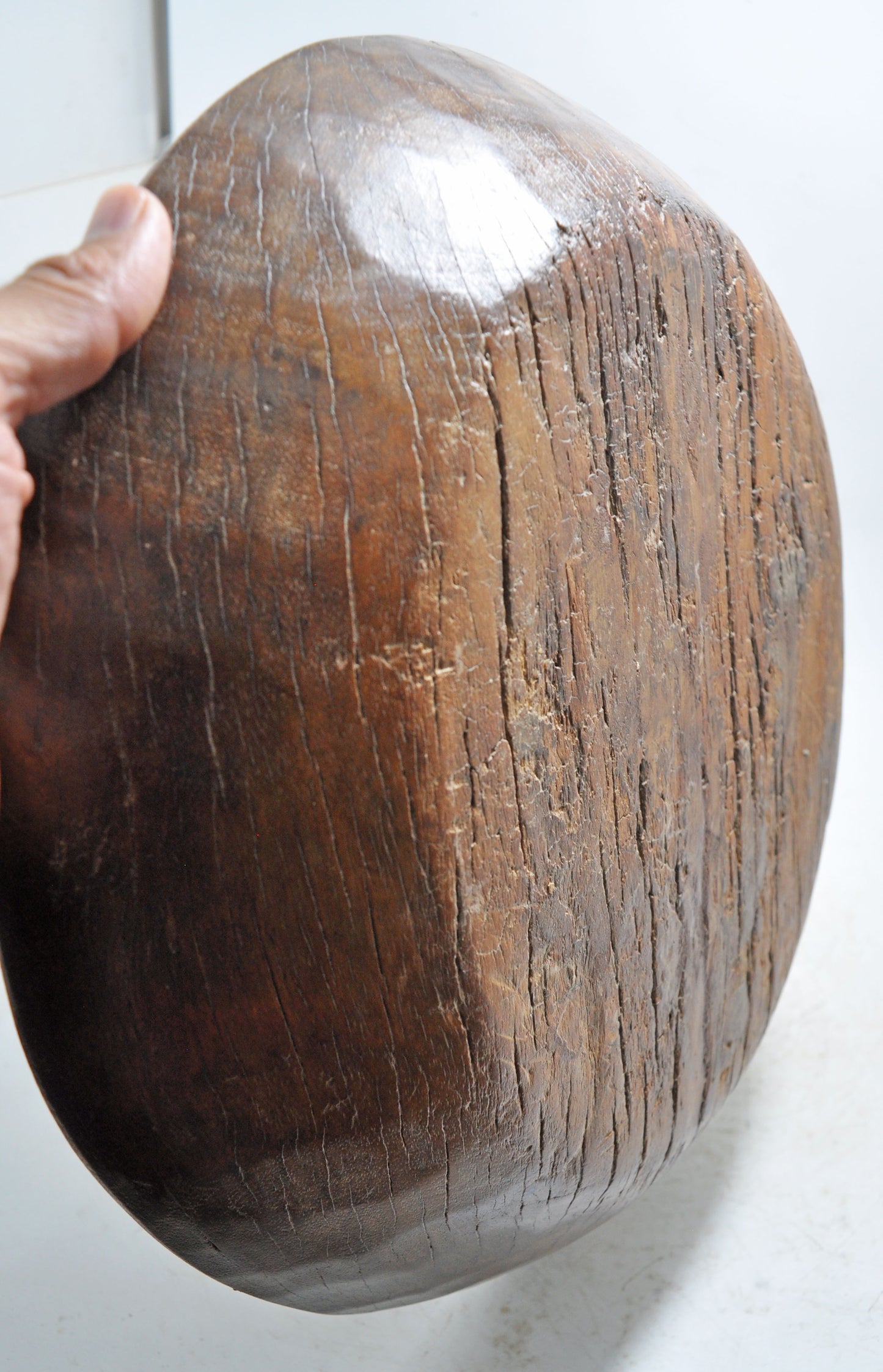 Antique Wooden Round Dough Kneading Bowl Parat Original Old Hand Carved