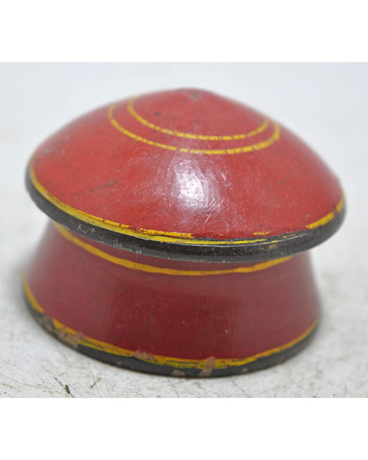 Antique Wooden Kum Kum Powder Tika Box Original Old Lacquer Painted