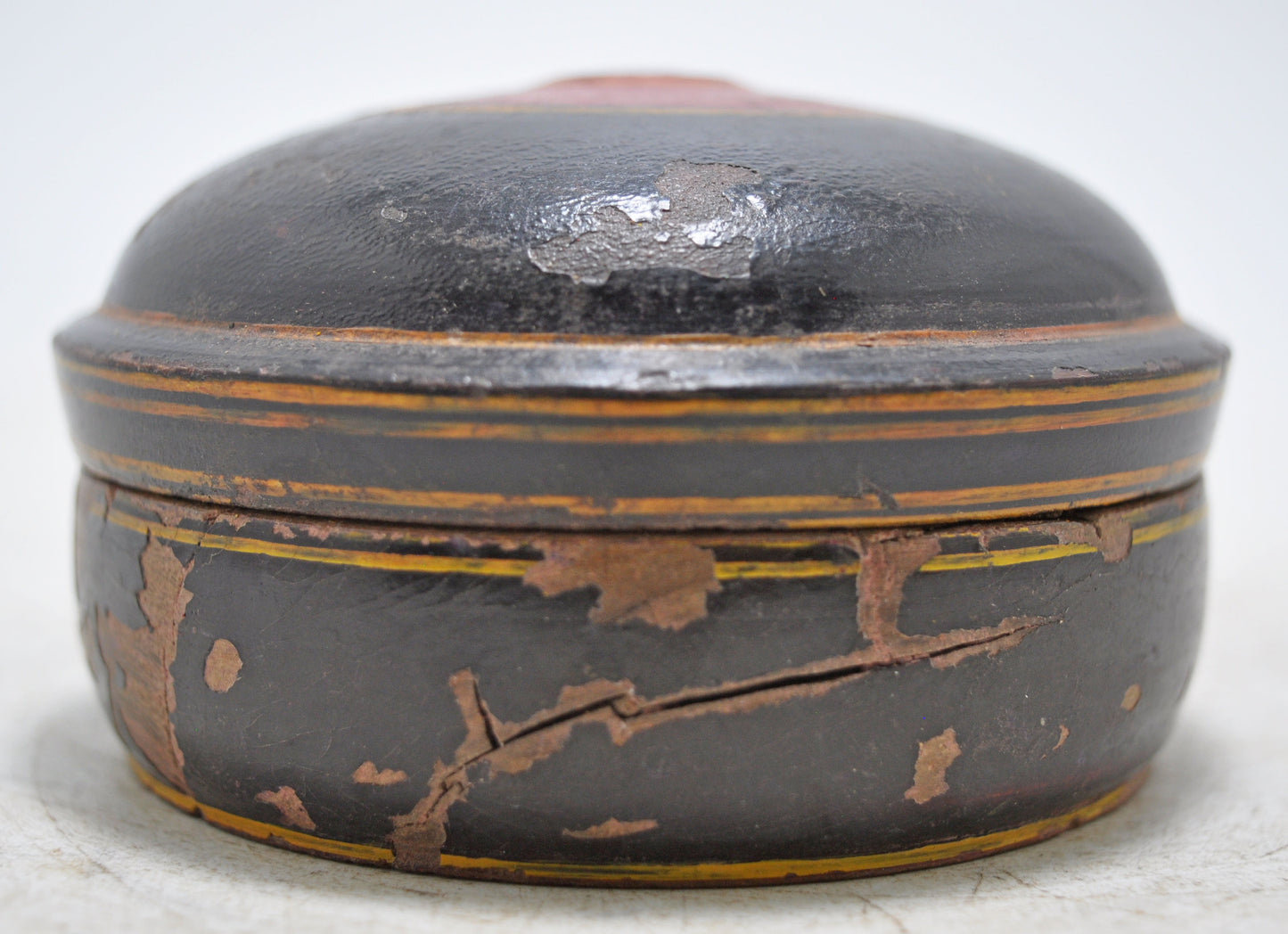 Antique Wooden Kum Kum Powder Tika Box Original Old Lacquer Painted