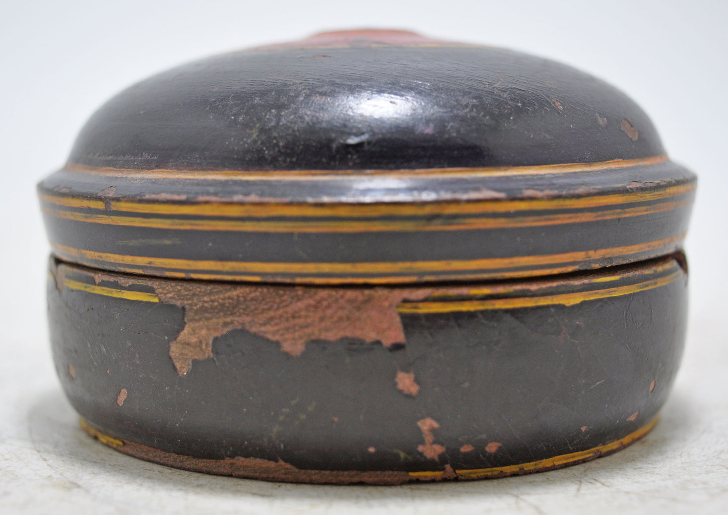 Antique Wooden Kum Kum Powder Tika Box Original Old Lacquer Painted