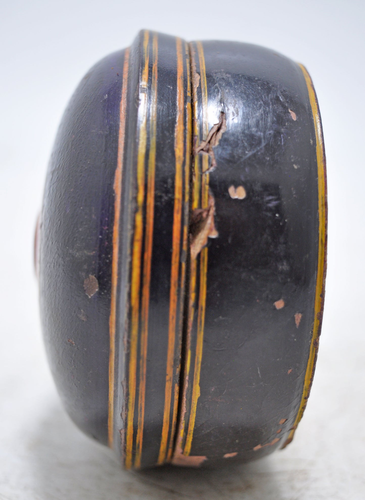 Antique Wooden Kum Kum Powder Tika Box Original Old Lacquer Painted