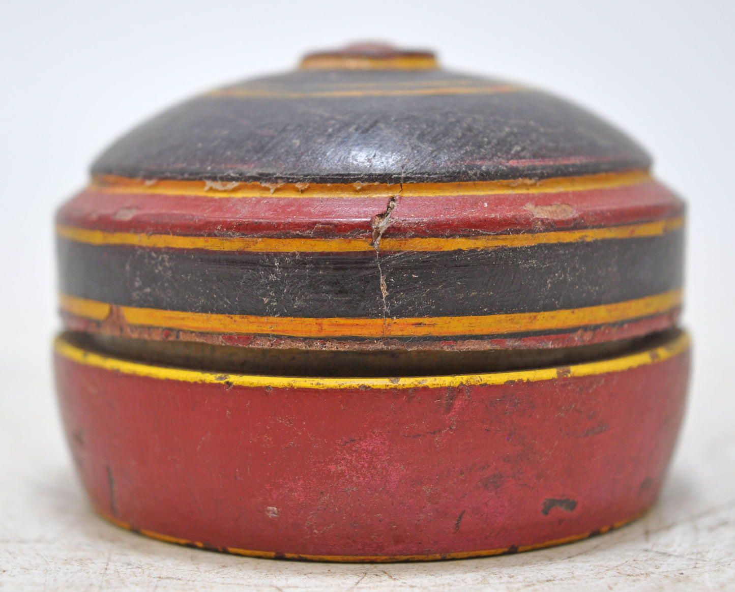 Antique Wooden Kum Kum Powder Tika Box Original Old Lacquer Painted