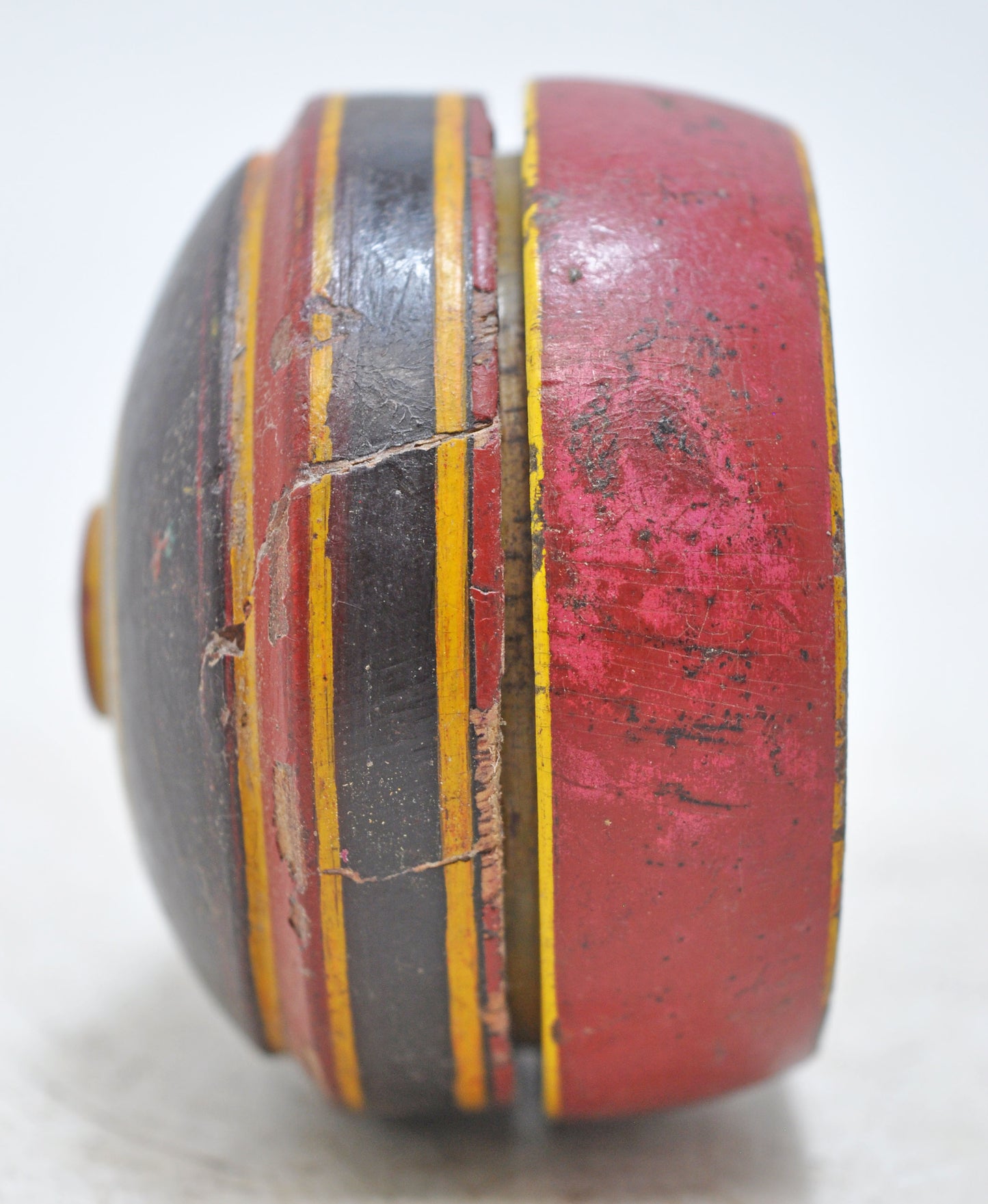 Antique Wooden Kum Kum Powder Tika Box Original Old Lacquer Painted