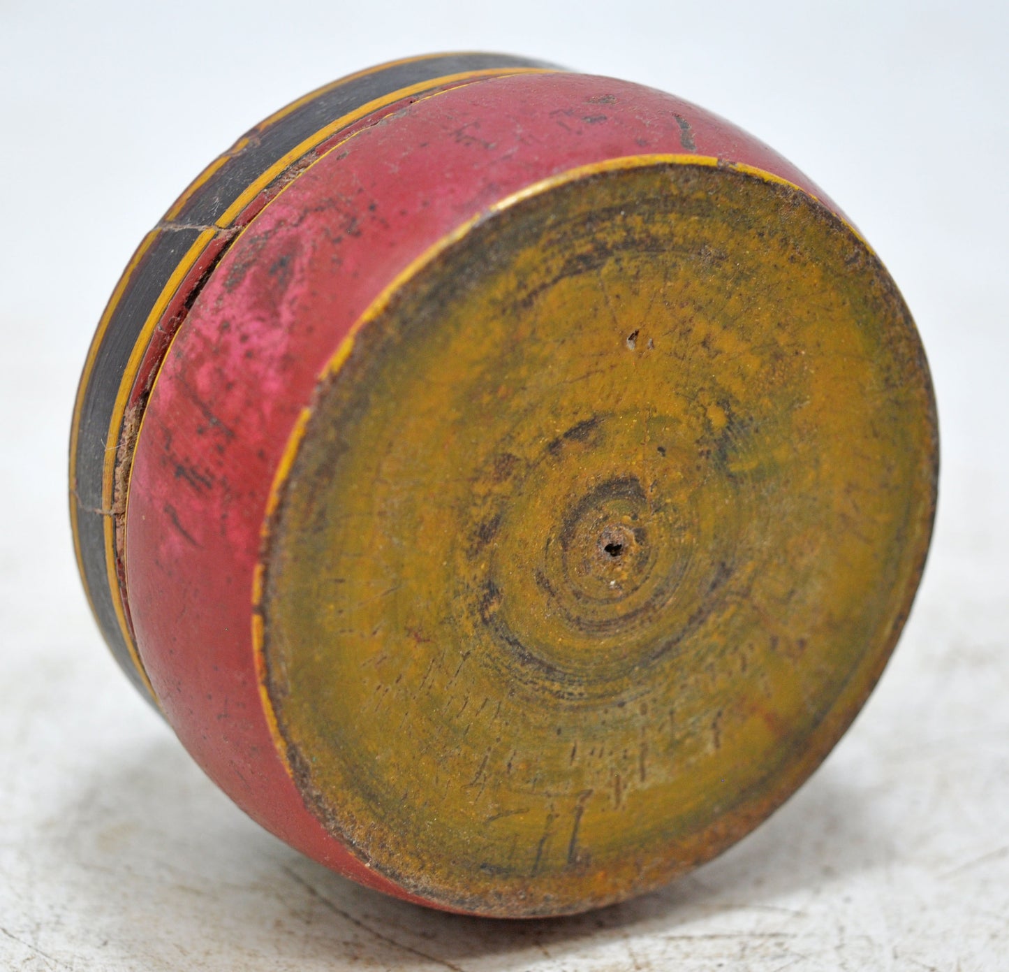 Antique Wooden Kum Kum Powder Tika Box Original Old Lacquer Painted