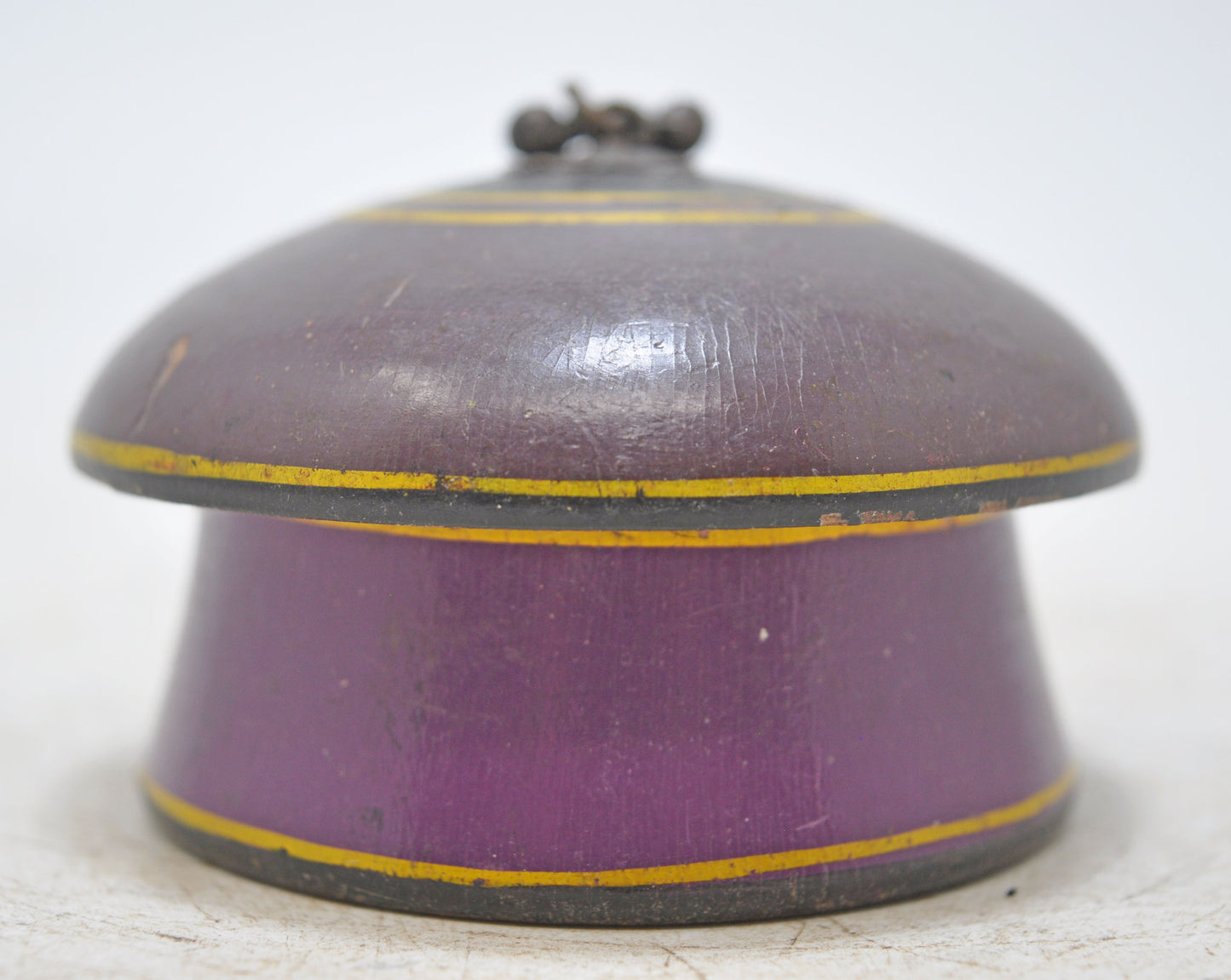 Antique Wooden Kum Kum Powder Tika Box Original Old Lacquer Painted