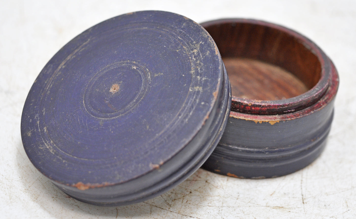 Antique Wooden Kum Kum Powder Tika Box Original Old Lacquer Painted