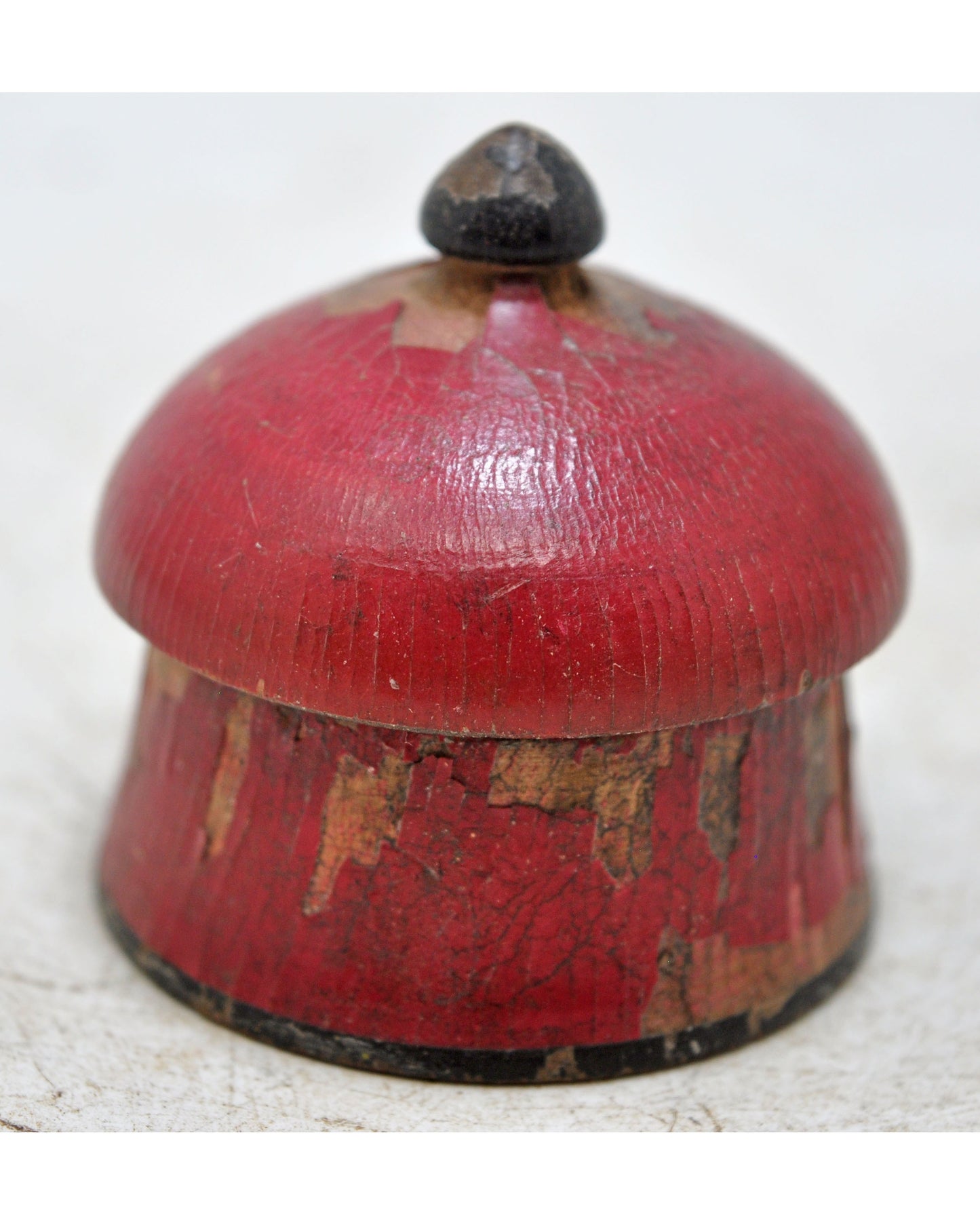 Antique Wooden Kum Kum Powder Tika Box Original Old Lacquer Painted