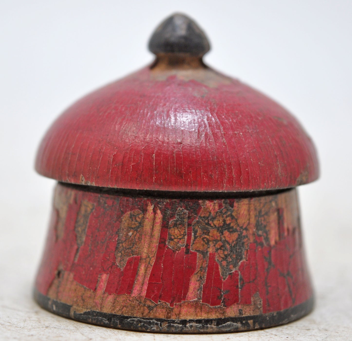 Antique Wooden Kum Kum Powder Tika Box Original Old Lacquer Painted