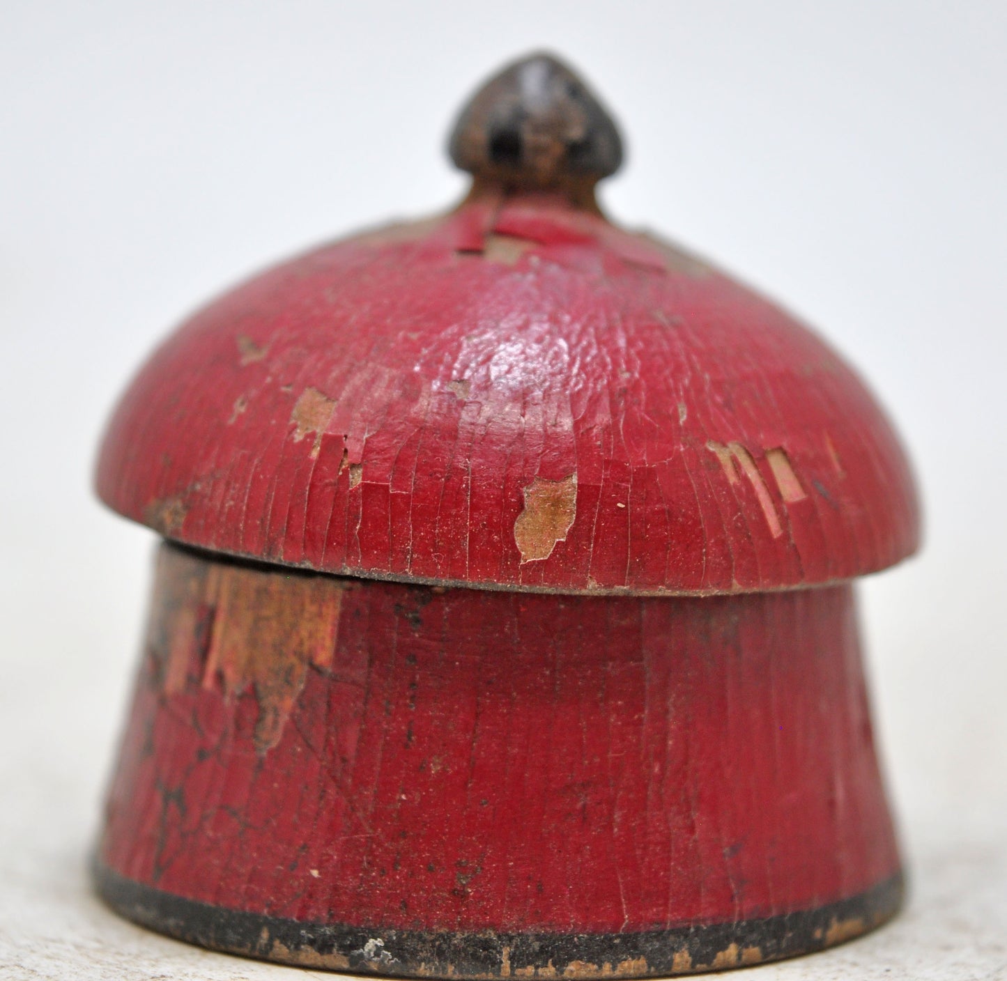 Antique Wooden Kum Kum Powder Tika Box Original Old Lacquer Painted