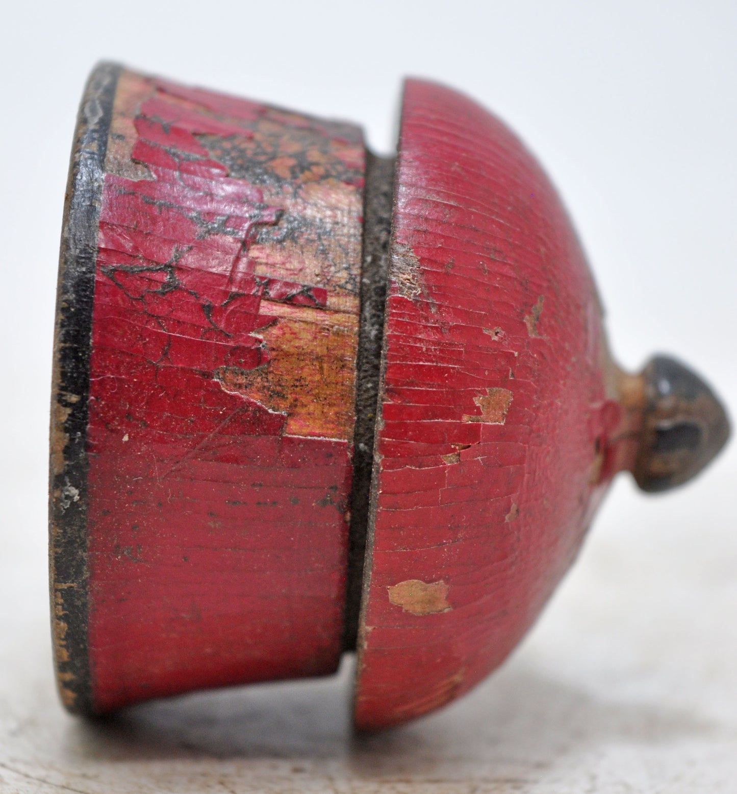 Antique Wooden Kum Kum Powder Tika Box Original Old Lacquer Painted