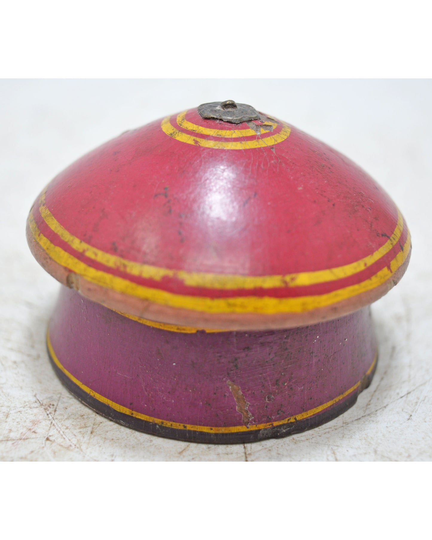 Antique Wooden Kum Kum Powder Tika Box Original Old Lacquer Painted