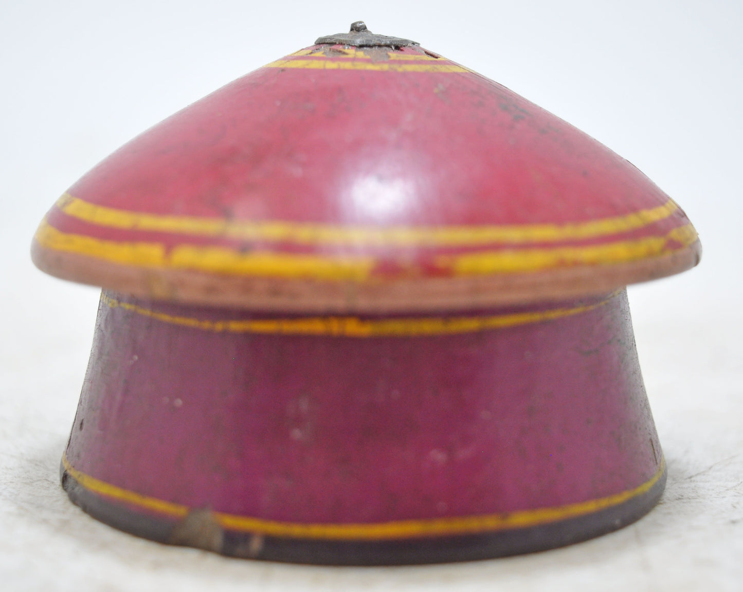 Antique Wooden Kum Kum Powder Tika Box Original Old Lacquer Painted