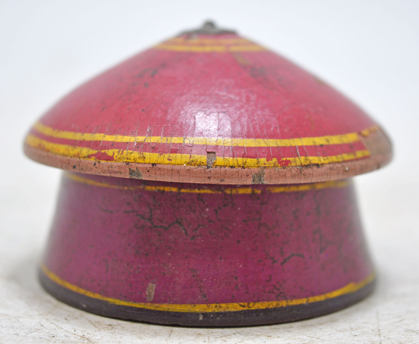 Antique Wooden Kum Kum Powder Tika Box Original Old Lacquer Painted