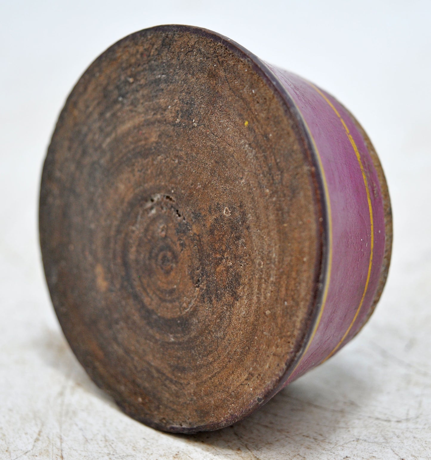 Antique Wooden Kum Kum Powder Tika Box Original Old Lacquer Painted