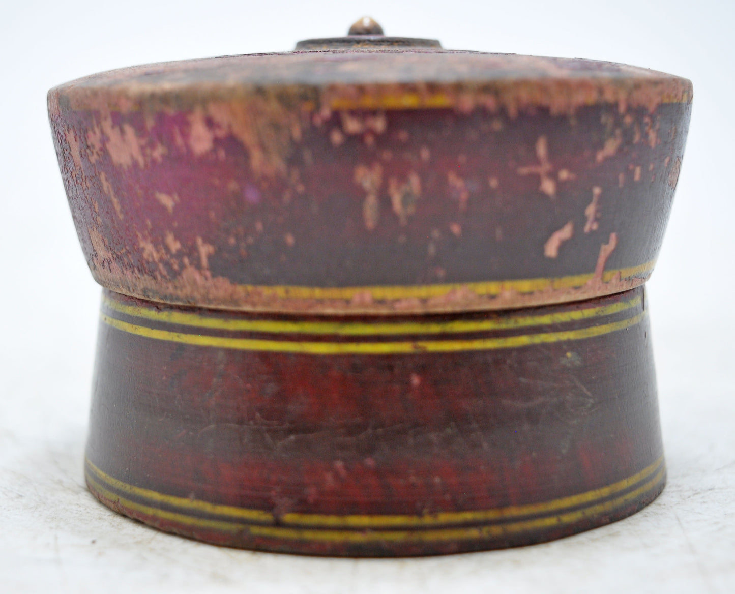 Antique Wooden Kum Kum Powder Tika Box Original Old Lacquer Painted