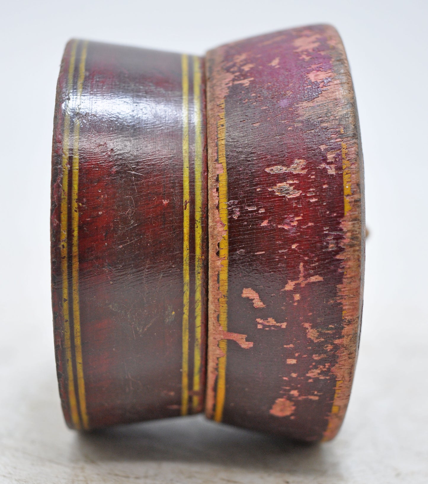 Antique Wooden Kum Kum Powder Tika Box Original Old Lacquer Painted