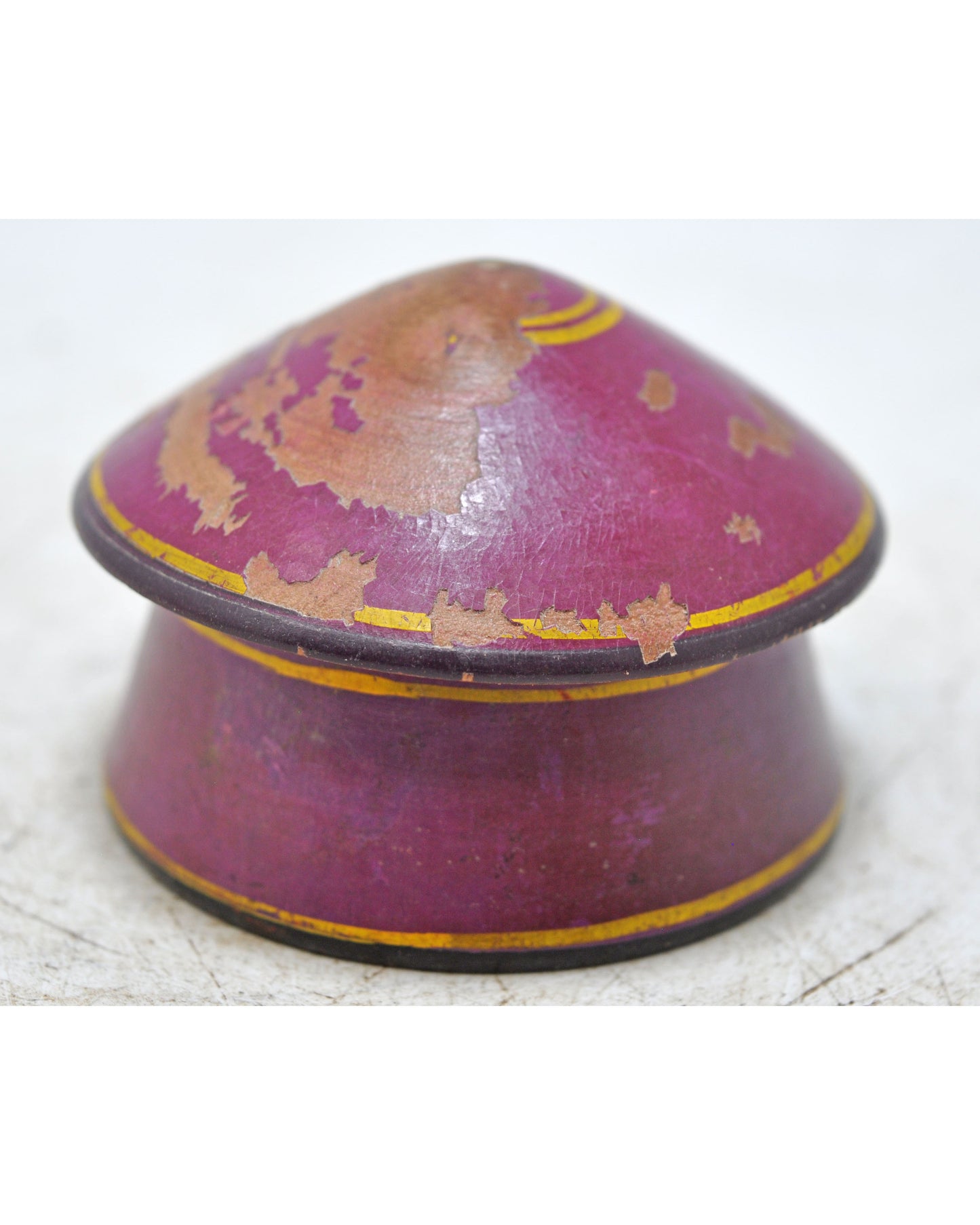 Antique Wooden Kum Kum Powder Tika Box Original Old Lacquer Painted