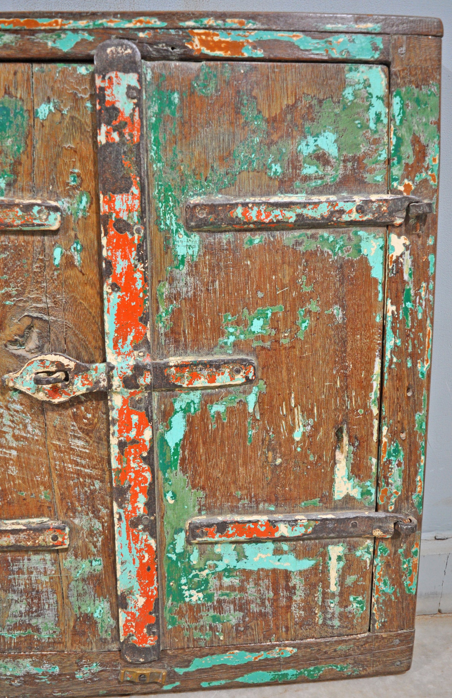 Antique Wooden Wall Décor Window Panel Original Old Rustic Polychrome