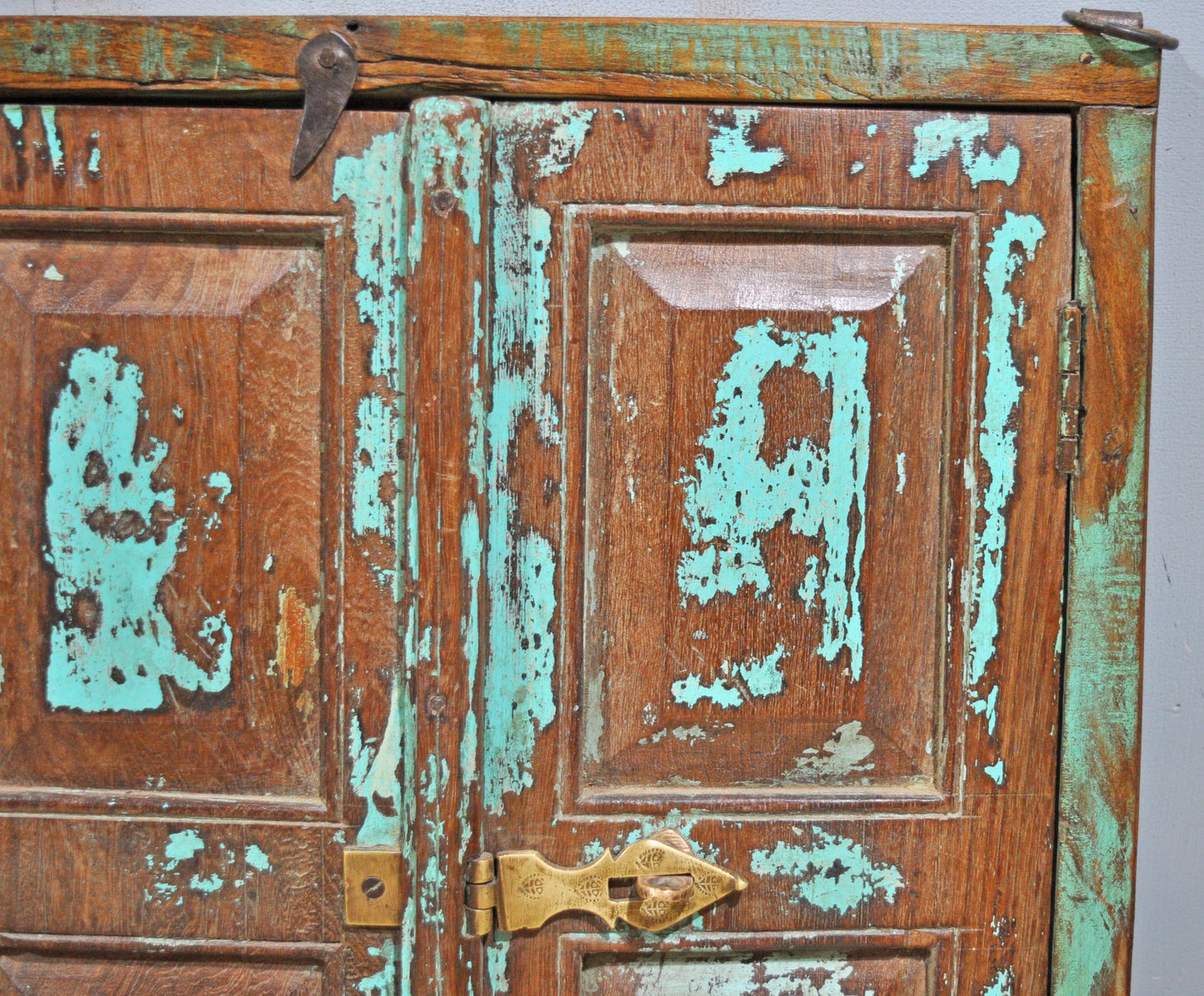 Antique Wooden Wall Décor Window Panel Original Old Rustic Polychrome